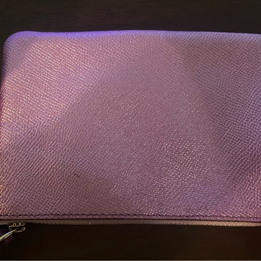 Coach Metallic Pink Textured Wallet